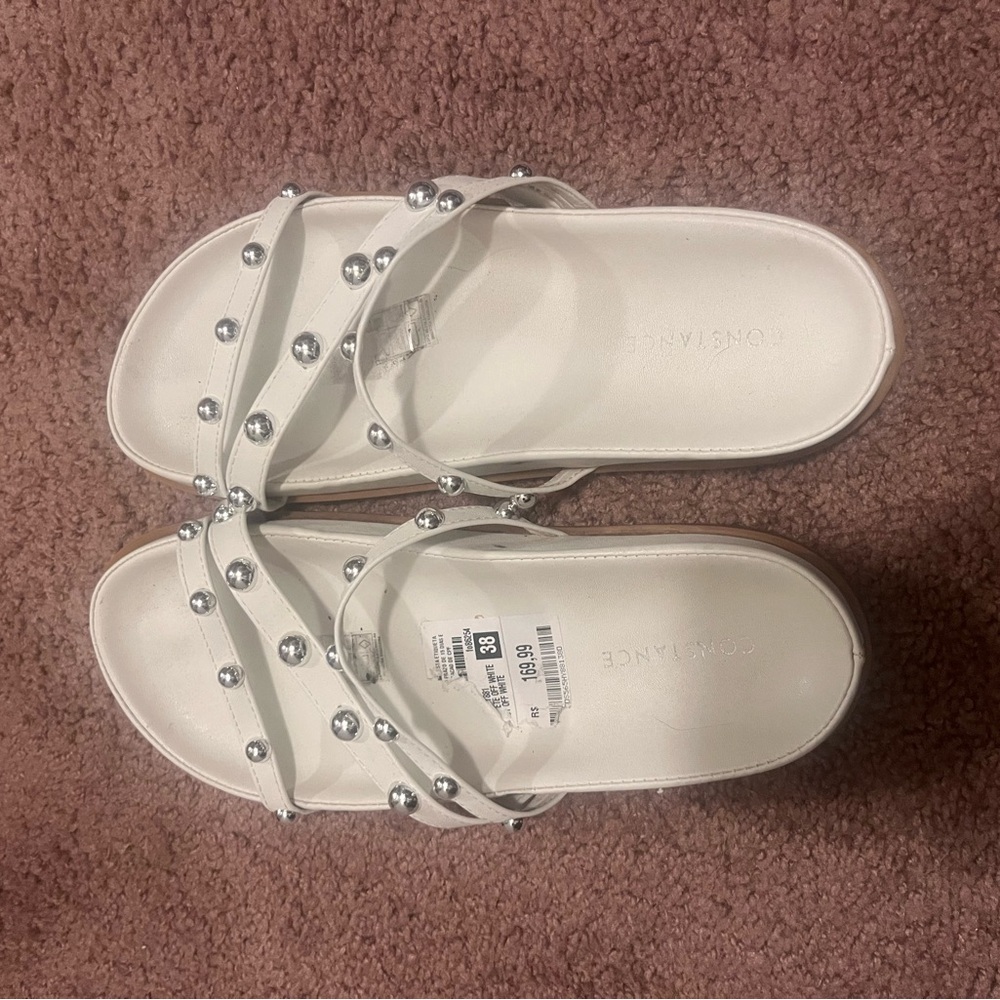 White Studded Women's Sandals